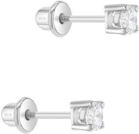 img 3 attached to 🏻 925 Sterling Silver Kids Cubic Zirconia Stud Earrings with Safety Screw Backs - Perfect Baby Girl Accessories for Infants and Toddlers