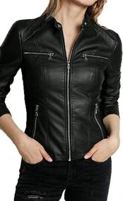img 4 attached to 🧥 Women's Lambskin Leather Motorcycle Bomber Biker Jacket - Trailblazerzz Collection