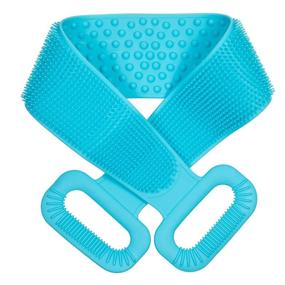 img 4 attached to Silicone Back Scrubber - Extra Long 90cm/36inch, Double Sided Bath Body Scrubber, Deep Clean Exfoliating to Improve Back Acne, Easy to Clean, Comfortable Massage for Men & Women (Blue)