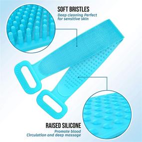 img 2 attached to Silicone Back Scrubber - Extra Long 90cm/36inch, Double Sided Bath Body Scrubber, Deep Clean Exfoliating to Improve Back Acne, Easy to Clean, Comfortable Massage for Men & Women (Blue)