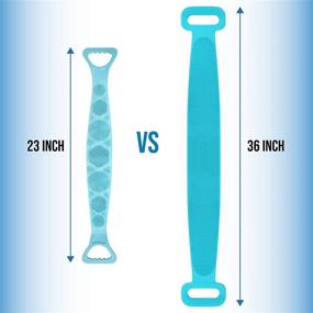 img 3 attached to Silicone Back Scrubber - Extra Long 90cm/36inch, Double Sided Bath Body Scrubber, Deep Clean Exfoliating to Improve Back Acne, Easy to Clean, Comfortable Massage for Men & Women (Blue)