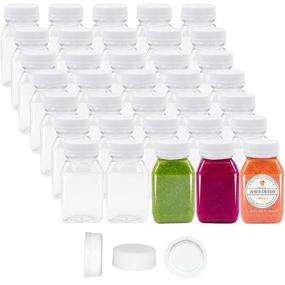 img 4 attached to 🥤 98 Bulk Pack of Small Clear Plastic Juice Bottles with Lids - 4 oz Milk Drink, Syrup, and Kids Size Containers with Tamper Proof Caps - Wholesale