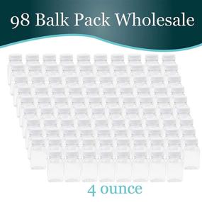 img 3 attached to 🥤 98 Bulk Pack of Small Clear Plastic Juice Bottles with Lids - 4 oz Milk Drink, Syrup, and Kids Size Containers with Tamper Proof Caps - Wholesale