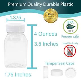 img 2 attached to 🥤 98 Bulk Pack of Small Clear Plastic Juice Bottles with Lids - 4 oz Milk Drink, Syrup, and Kids Size Containers with Tamper Proof Caps - Wholesale