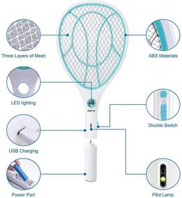 img 1 attached to Ночная котельная ловушка для насекомых: зарядка через USB, светодиодное освещение, двухслойная защита, съемная рукоятка - эффективный электрический бадминтон и убийца комаров
