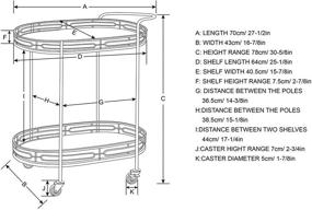 img 3 attached to 🍾 Glitzhome Gold Bar Cart - 2-Tier 30.75" H Oval Rolling Serving Cart with Mirrored Glass Top, 4 Wheels - Deluxe Tray Design for Kitchen, Living Room, Hotel - Ideal for Wine/Tea Serving