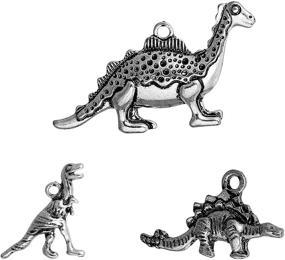 img 4 attached to Dinosaur Pendants Silver Stegosaurus Velociraptor