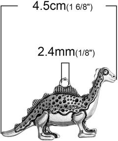 img 3 attached to Dinosaur Pendants Silver Stegosaurus Velociraptor