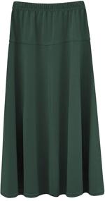 img 2 attached to Girls' Basic Stretch Slinky Knit A-Line Ankle Length Maxi Skirt for Ages 4-18 - BABY O