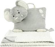 🐘 wild for style animal adventure: 2-in-1 stow-n-throw cuddle bud with carrying handle & zipper pouch - elephant blanket set, 30"w x 39"h logo