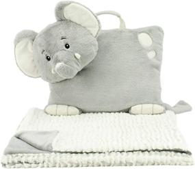 img 3 attached to 🐘 Wild for Style Animal Adventure: 2-in-1 Stow-n-Throw Cuddle Bud with Carrying Handle & Zipper Pouch - Elephant Blanket Set, 30"W x 39"H