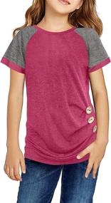 img 2 attached to 👚 Colorblock Side Button Tops: Stylish Summer Loose Short Sleeve Tees for Girls by Sidefeel