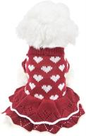 🎄 red winter christmas dog princess dress, small dog sweaters for female dogs - ideal for dachshunds, chihuahuas, corgis (size s - bust 13.7 inches) логотип