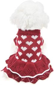 img 4 attached to 🎄 Red Winter Christmas Dog Princess Dress, Small Dog Sweaters for Female Dogs - Ideal for Dachshunds, Chihuahuas, Corgis (Size S - Bust 13.7 inches)