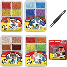 img 4 attached to 💡 Optimized Search: Perler Mini Beads Tray Bundle - Warm, Cool, Neutral, and Rainbow with Tweezers and Pegboards for Creative Projects