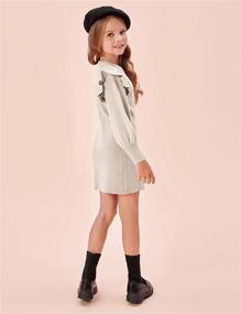 img 1 attached to 👗 Stylish Girls Crew Neck Sweater Dress: Lantern Sleeve Knit Ruffled Dress for Ages 5-12