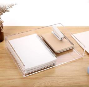 img 2 attached to 📚 Clear Acrylic Stackable Letter Tray Desk Organizer - SANRUI Paper Tray 2-Pack