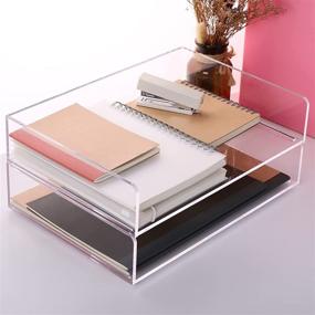 img 4 attached to 📚 Clear Acrylic Stackable Letter Tray Desk Organizer - SANRUI Paper Tray 2-Pack