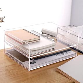 img 3 attached to 📚 Clear Acrylic Stackable Letter Tray Desk Organizer - SANRUI Paper Tray 2-Pack