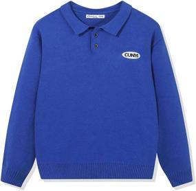 img 4 attached to CUNYI Polo Neck Cotton Sweater Pullover Boys' Clothing