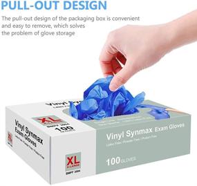 img 3 attached to 🧤 Blue Exam Synmax Vinyl Gloves - 100Pcs, Powder Free, Latex Free, Medical Grade Disposable Gloves