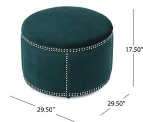 img 1 attached to 🪑 Discover the Exquisite Christopher Knight Home Jaewon Studded Velvet Ottoman in Teal/Black