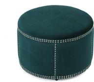 🪑 discover the exquisite christopher knight home jaewon studded velvet ottoman in teal/black logo