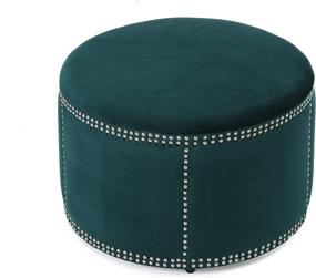 img 4 attached to 🪑 Discover the Exquisite Christopher Knight Home Jaewon Studded Velvet Ottoman in Teal/Black