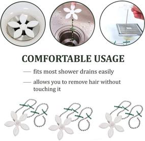 img 2 attached to 🌸 6 Pack Flower Shower Drain Protectors with Hair Filter Chain Hook - Catcher Strainer Hair Snare for Bathroom, Kitchen, Toilet Sewer Clog Dredge