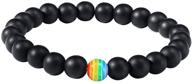 🌈 nanafast lgbt pride rainbow bracelet lava rock and tiger eye stone bead bracelets for gay lesbian community logo