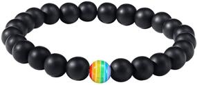 img 4 attached to 🌈 Nanafast LGBT Pride Rainbow Bracelet Lava Rock and Tiger Eye Stone Bead Bracelets for Gay Lesbian Community