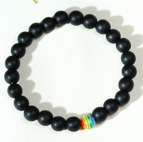 img 2 attached to 🌈 Nanafast LGBT Pride Rainbow Bracelet Lava Rock and Tiger Eye Stone Bead Bracelets for Gay Lesbian Community