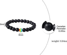 img 3 attached to 🌈 Nanafast LGBT Pride Rainbow Bracelet Lava Rock and Tiger Eye Stone Bead Bracelets for Gay Lesbian Community