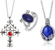 3-pack unisex vampire diaries elena sapphire crystal daylight ring and katherine sapphire crystal pendant daywalking necklace for fans - ppx logo