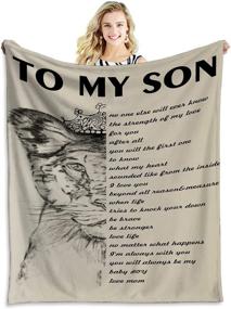 img 4 attached to 🦁 Tveinard Lion Letter Fleece Blanket: Inspiring Mom's Positive Encouragement & Love for Son | Air Mail Flannel Gift 60"x80