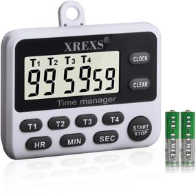 img 4 attached to XREXS Digital Kitchen Timer Clock with Large LCD Display - 4 Channels, Simultaneous Timing Countdown Up, Magnetic Attachable - Battery Included (396)