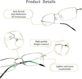 img 3 attached to 👓 LifeArt Alloy Semi-Rimless Blue Light Blocking Reading Glasses: Reduce Eyestrain, Perfect for Gaming, TV & Computer Use - Anti Glare, Men's Silver Glasses (0.00 Magnification)