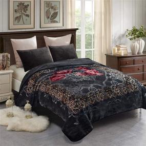 img 4 attached to JML Fleece Blanket King Size, Heavy Korean Mink Blanket - 85 X 95 Inches, 9 Lbs - 🌸 Single Ply, Soft and Warm, Thick Raschel Printed Mink Blanket for Autumn, Winter, Bed, Home, Gifts - Grey Flower