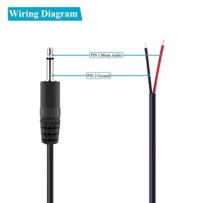 img 3 attached to 🔌 Fancasee (2 Pack 6 ft) Replacement 3.5mm Male Plug to Bare Wire Open End TS 2 Pole Mono 1/8" 3.5mm Plug Jack Connector Audio Cable Repair Kit