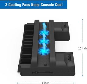 img 1 attached to 🎮 Kootek PS4 Stand with 3 Cooling Fans, Dual Controller Charger and Games Storage - Vertical Stand for PS4 Slim / PS4 Pro/Regular PS4 Console, Dualshock 4 Controller Accessories