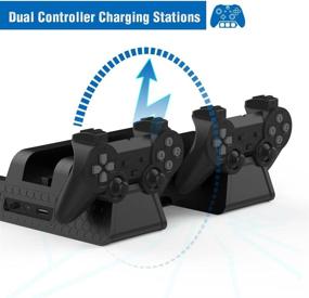 img 2 attached to 🎮 Kootek PS4 Stand with 3 Cooling Fans, Dual Controller Charger and Games Storage - Vertical Stand for PS4 Slim / PS4 Pro/Regular PS4 Console, Dualshock 4 Controller Accessories