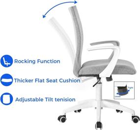 img 1 attached to 🪑 Adjustable Height Office Desk Chair - Modern White Armchair - Swivel Computer Task Chair in Grey by NOVELLAND