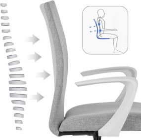 img 2 attached to 🪑 Adjustable Height Office Desk Chair - Modern White Armchair - Swivel Computer Task Chair in Grey by NOVELLAND