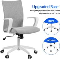 🪑 adjustable height office desk chair - modern white armchair - swivel computer task chair in grey by novelland логотип