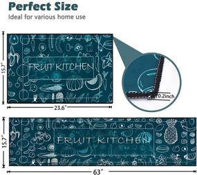 img 2 attached to 🍽️ Премиум коврики и коврики для кухни для максимального комфорта: антивибрационный коврик размером 63"x15.7"+23.6"x15.7" - идеально подходит для кухни, столовой, домашнего офиса, мойки, прачечной - не скользят и можно стирать
