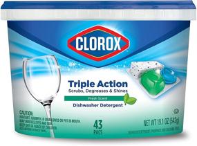 img 4 attached to 🧼 Clorox Triple Action Dishwasher Detergent Pacs, 43 Count: Powerful Cleaning with Fresh Scent