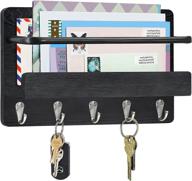 🔑 black gray rustic key holder for wall with mail shelf - organize your entryway with style! логотип