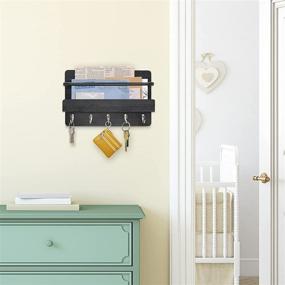 img 1 attached to 🔑 Black Gray Rustic Key Holder for Wall with Mail Shelf - Organize Your Entryway with Style!