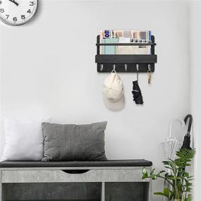 img 3 attached to 🔑 Black Gray Rustic Key Holder for Wall with Mail Shelf - Organize Your Entryway with Style!