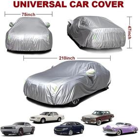 img 2 attached to 🚗 cciyu Universal Car Cover Waterproof 190T Polyester for Most Cars Up to 210”: All-Weather Protection with Mirror Pockets & Reflective Design - Silver Grey